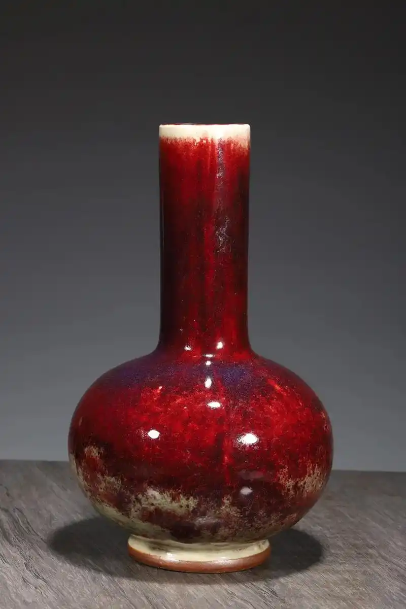 望嵩窑钧瓷艺术 禹县国营钧瓷厂80年代天球瓶#红色钧官窑  - 抖音