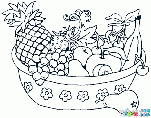 一篮子水果简笔画卡通