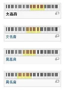 男高音,男低音,女高音,女低音的音域