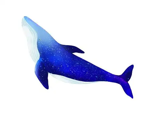 蓝色手绘卡通蓝鲸鲸鱼海洋动物元素png素材