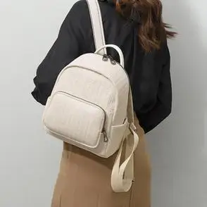 时尚纯色简约复古双肩女包软面pu皮女士小背包百搭休闲双肩小包女