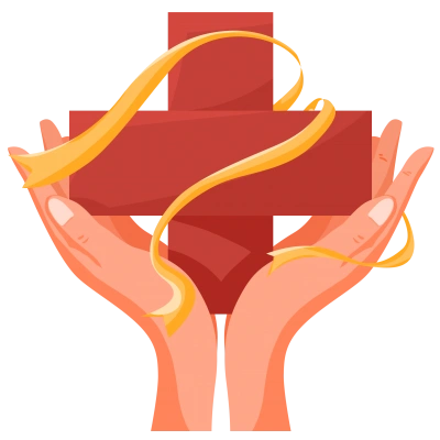 手绘插画设计感手捧红十字图片素材