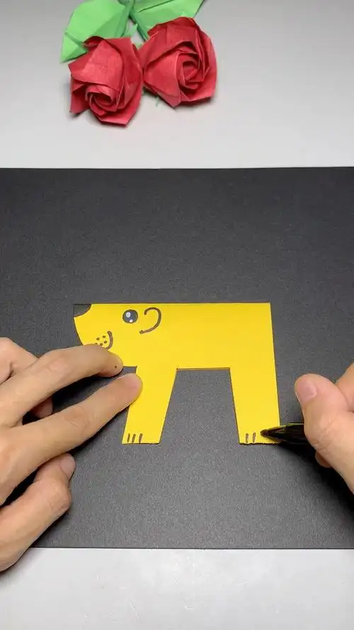 幼儿园手工#卡纸制作简单好看的小狮子,还可以站着#幼儿园手工