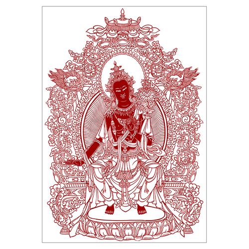 佛像人物剪纸图案打印底稿高清纯手工刻纸素材黑白图样中国风窗花