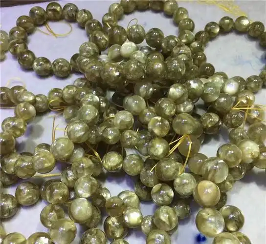 天然黄锂云母手链带星光闪片财富光芒黄色金龙祖母晶手串水晶饰品