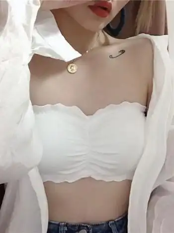 babiboy美背防走光抹胸纯色性感无肩带文胸少女内衣胸罩裹胸 梅子红