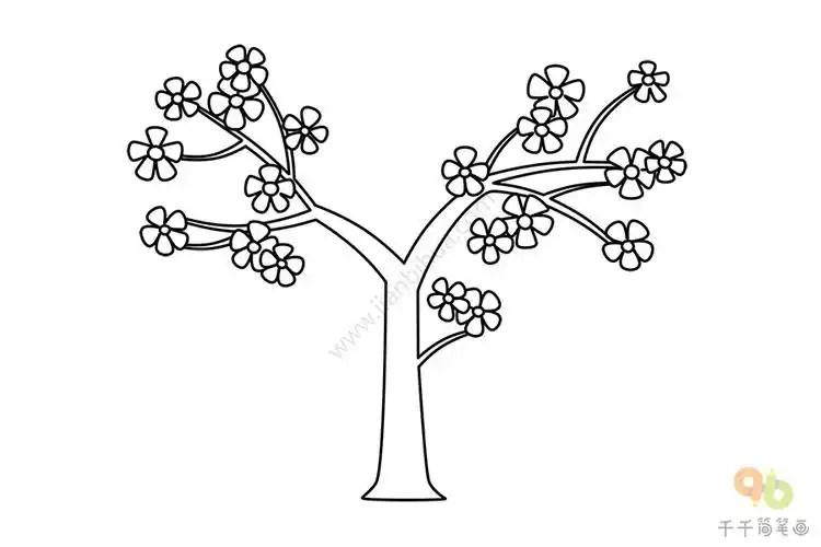 樱花树简笔画画法