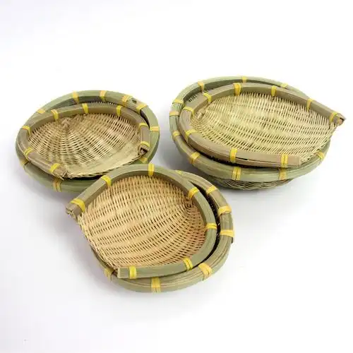 竹编簸箕筲箕收纳竹制品篮子洗菜装水水果竹篮竹编