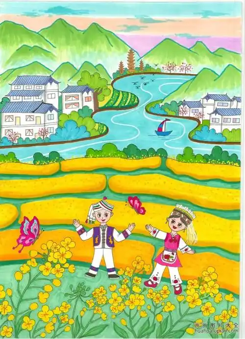 《美丽乡村》少儿绘画作品七-画画图片大全