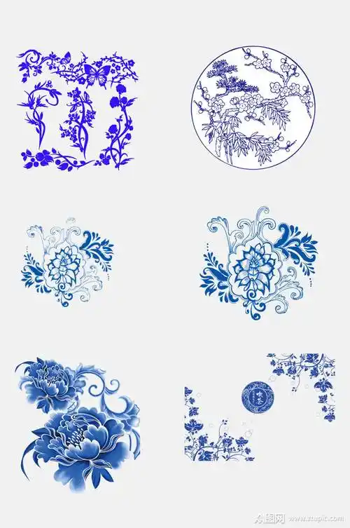清新中国风青花瓷图案素材