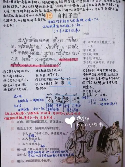 统编版五下语文自相矛盾课文笔记