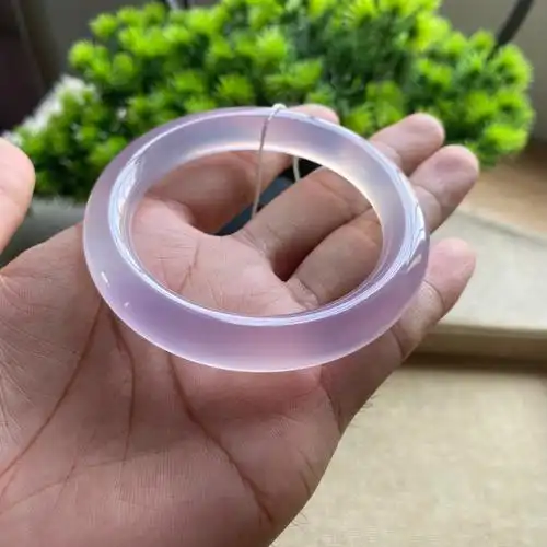 高冰透超仙渐变紫罗兰圆条玛瑙手镯55