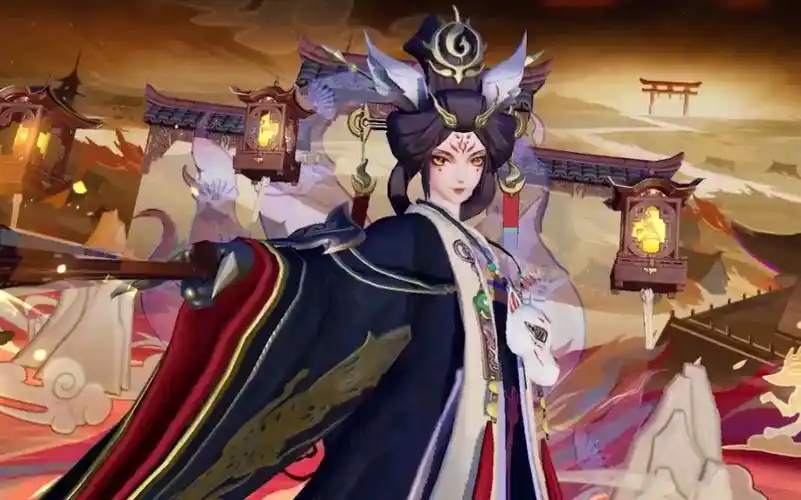 决战!平安京 玉藻前灯影戏梦皮肤 大厅 游戏内特效展示