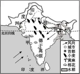 下图是南亚地区主要农作物分布示意图读图完成下面小题