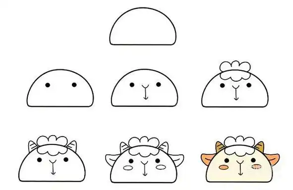 简单有趣的半圆 简笔画动物简笔画 | 超有创意的半圆动物简笔