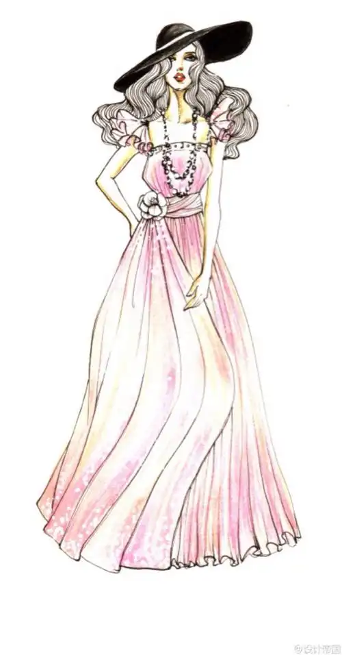 chanel高级定制插画手绘 来自插画师selene 华丽大气的婚纱手绘插画