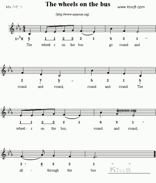 thewheelsonthebus线简谱混排版英文儿歌