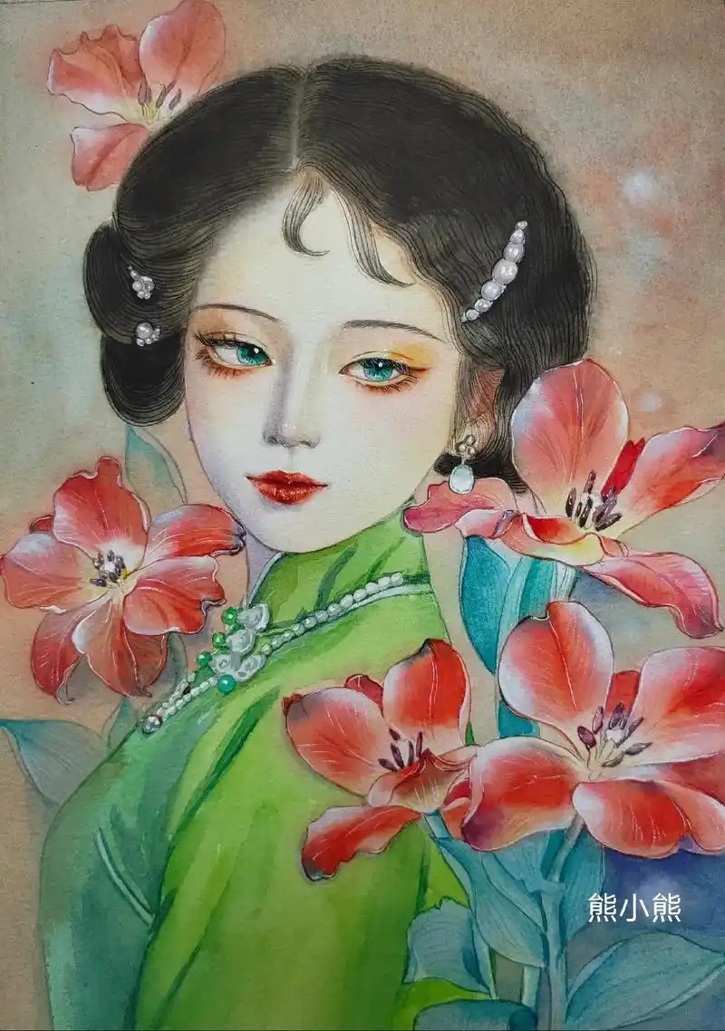 古风水彩#画画 #水彩 #手绘  - 抖音