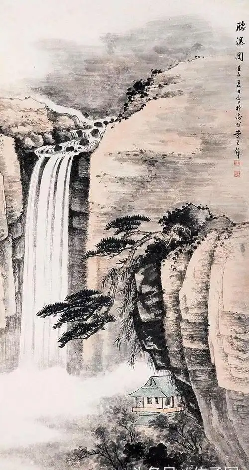 山水画一一瀑布