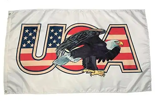 bellejunge 爱国美国鹰旗 3x5 英尺涤纶双缝合,黄铜索环,条纹美国假日