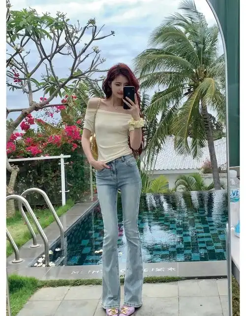 chichen晨妍韩实穿打底-气质荡领一字领两穿短袖t恤女 - 17网