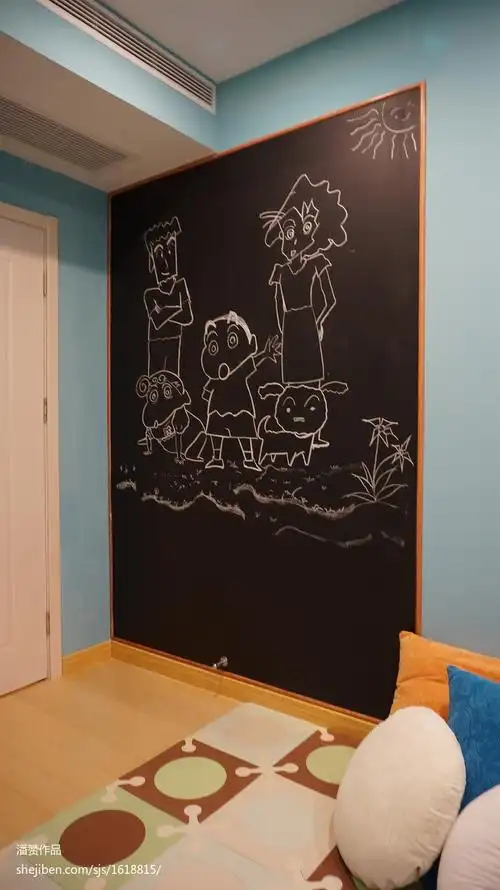 现代手绘涂鸦墙效果图