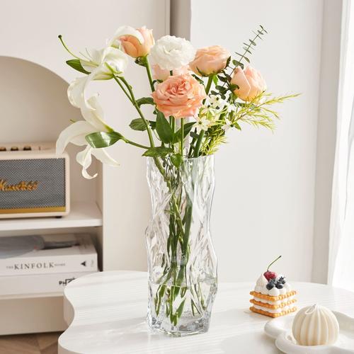 轻奢简约几何创意玻璃花瓶透明水培鲜花客厅餐桌插花装饰摆件ins