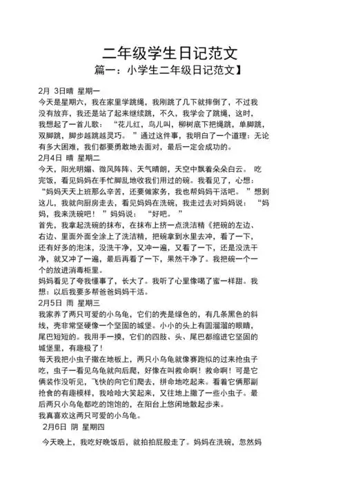 二年级学生日记范文.docx 7页