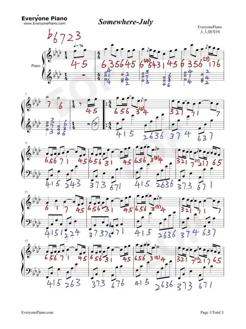 《somewhere 》钢琴谱标注版.#扒谱 #钢琴93 # - 抖音