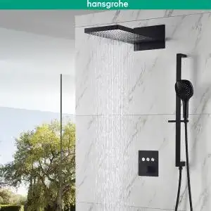 德国汉斯格雅入墙式全铜恒温按键暗装花洒喷头套装瀑布出水增压