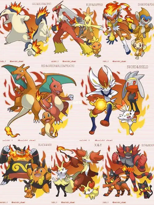 宝可梦火系御三家全员集合