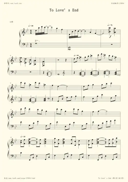 《to loves end,钢琴谱》犬夜叉|弹吧|钢琴谱|吉他谱|钢琴曲|乐谱