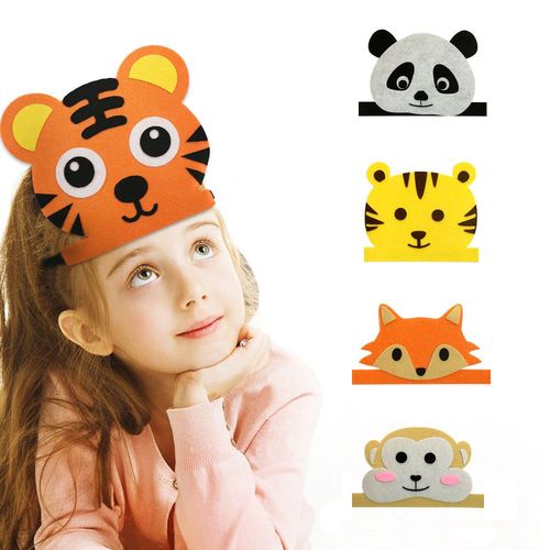 儿童卡通动物老虎头饰狐狸大灰狼梅花鹿小白兔猴子头戴式表演道具