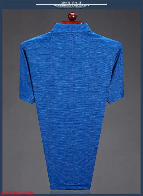 夏季新款100%桑蚕丝短袖t恤男亮丝薄款翻领冰丝中老年爸爸装大码t