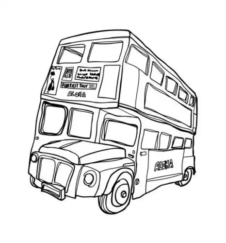 卡通双层巴士简笔画