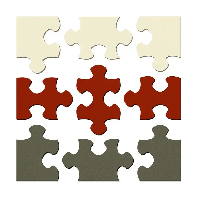 孤立的复古拼图,九个孤立拼图集块孤立的复古拼图