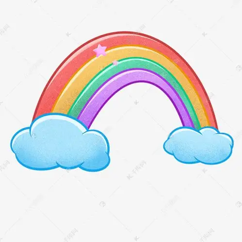 彩虹可爱卡通手绘免扣