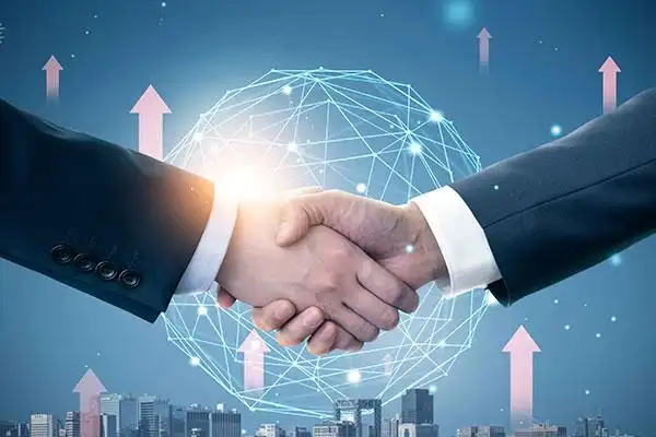 商务合作握手共赢主题海报设计素材