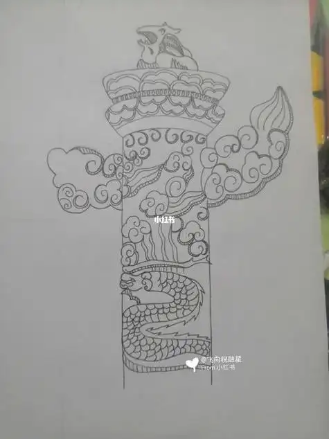 雄伟的华表简笔画北京天安门华表柱简笔画学画华表柱简笔画华表柱简笔