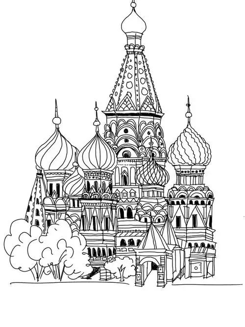 线描画圣巴西利亚大教堂