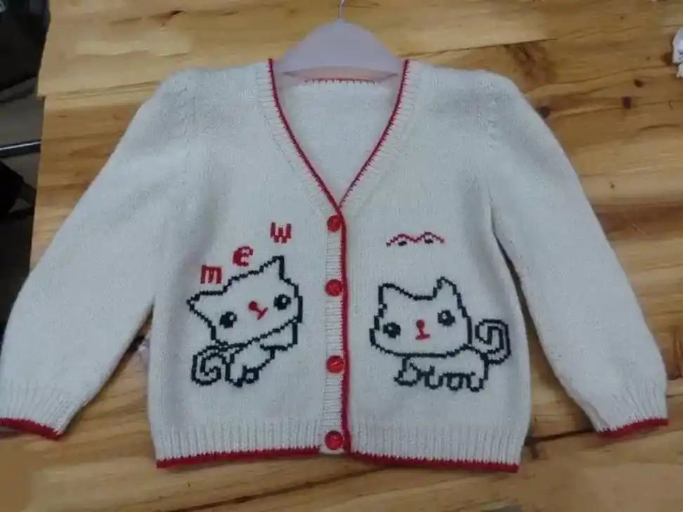 儿童开衫绣花手工毛衣#编织#手工编织 #编织图 - 抖音