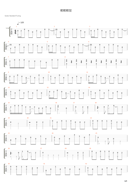前前前世吉他谱(gtp谱,指弹)_radwimps(rad / ラッドウィンプス)