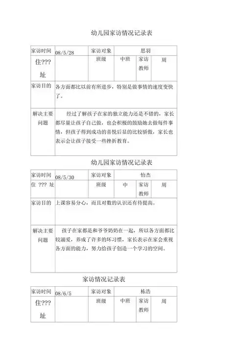 幼儿园家访记录