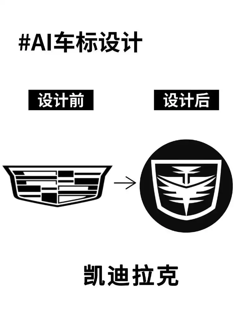 左滑看ai重新设计凯迪拉克的车标.凯迪拉克标志著名的花冠盾形 - 抖音