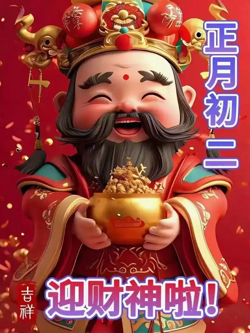 正月初二接财神 愿你 愿我 福运,财运,好运,运运享通 盼你 - 抖音