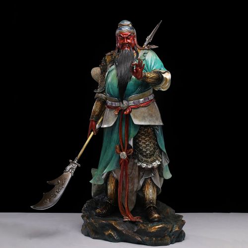 关二爷摆件彩绘 铜武财神关公关二爷关帝圣君神像彩绘掐丝珐琅中式