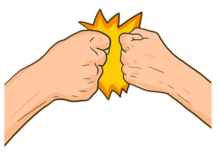 手绘卡通碰撞的手部拳头