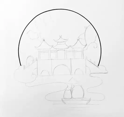 瘦西湖24桥简笔画