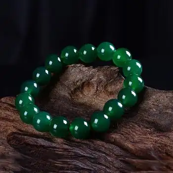 唐钰珠宝 绿玛瑙手链 男女通用绿玉髓手串 情侣款百搭珠子6-12mm手串