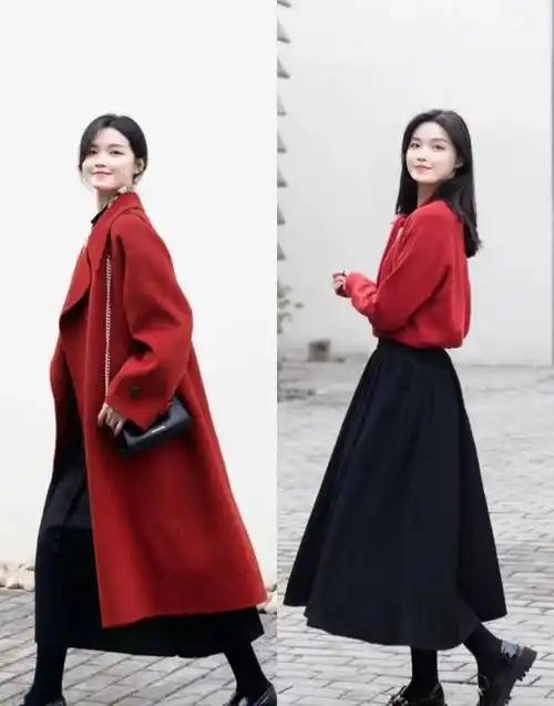 答案是:一采用红黑配色,二多配黑靴_黑色_红色_靴子